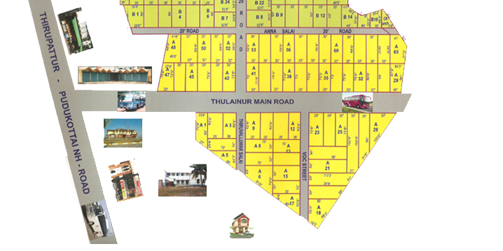 Inexpensive Annai Nagar plots for sales in Thirupathur to Thirumayam near in Pudukottai NH Road 